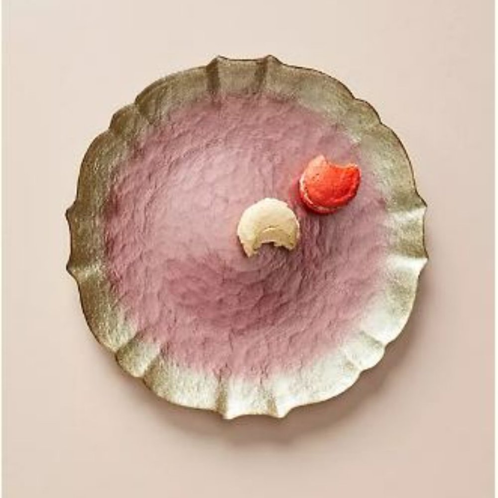 Anthropologie Rose dishes (dinner plate, side plate, bowl) - shimmery pink/gold - Picture 2 of 7